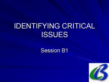 IDENTIFYING CRITICAL ISSUES