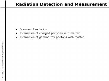 Radiation Detection and Measurement