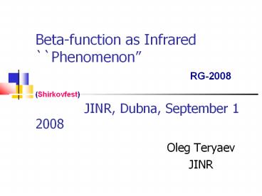Beta-function%20as%20Infrared%20``Phenomenon