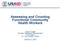 Assessing and Counting Functional Community Health Workers Lauren Crigler Director, Workforce Develo PowerPoint PPT Presentation
