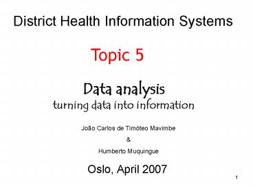District Health Information Systems