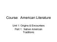 Course: American Literature PowerPoint PPT Presentation