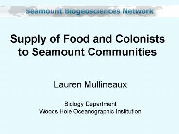 Supply of Food and Colonists