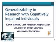 Generalizability in Research with Cognitively Impaired Individuals