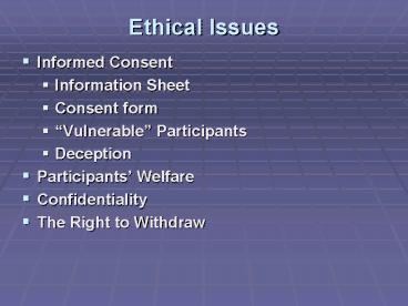 Ethical Issues