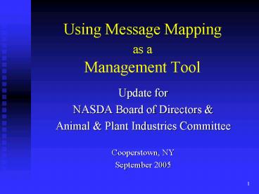 Using Message Mapping as a Management Tool