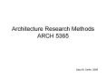 Architecture Research Methods ARCH 5365 PowerPoint PPT Presentation