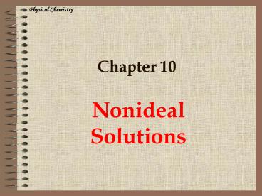 Nonideal Solutions