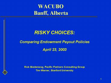 WACUBO Banff, Alberta