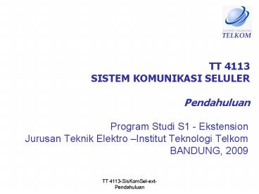 TT 4113 SISTEM KOMUNIKASI SELULER Pendahuluan
