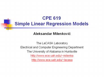 CPE 619 Simple Linear Regression Models