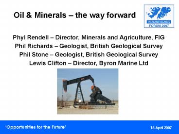 Phyl Rendell Director, Minerals and Agriculture, FIG