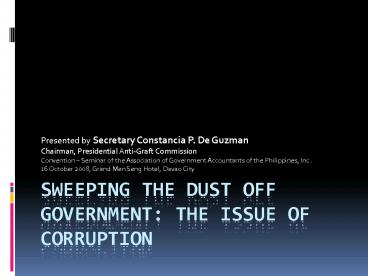 Sweeping the dust off government: the issue of corruption