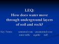LEQ: How does water move through underground layers of soil and rock PowerPoint PPT Presentation
