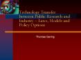 Technology Transfer between Public Research and Industry  PowerPoint PPT Presentation