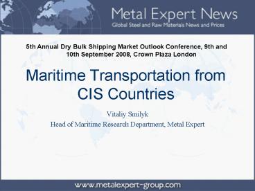 Maritime Transportation from CIS Countries