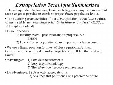 Extrapolation Methods Summarized