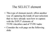 The SELECT element