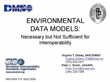 ENVIRONMENTAL DATA MODELS: