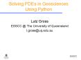 Solving PDEs in Geosciences Using Python PowerPoint PPT Presentation
