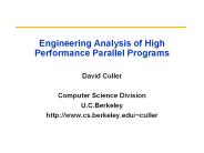 Engineering Analysis of High Performance Parallel Programs