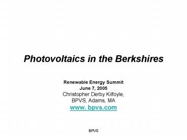 Photovoltaics in the Berkshires