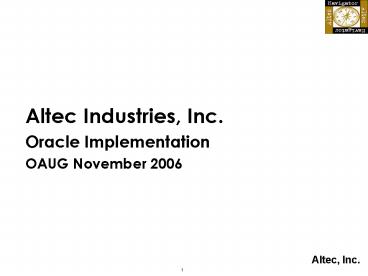 Altec Industries, Inc'