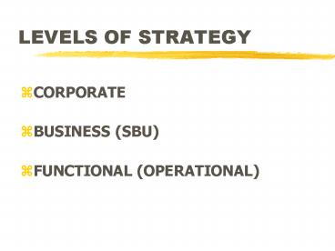 LEVELS OF STRATEGY