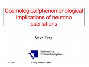 Cosmological/phenomenological implications of neutrino oscillations