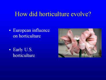 How did horticulture evolve