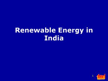 Renewable Energy in India