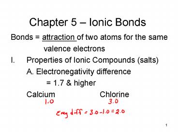 Chapter 5 Ionic Bonds