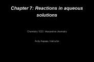 Chapter 7: Reactions in aqueous solutions