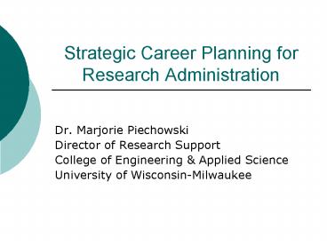 Strategic Career Planning for Research Administration