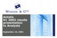 Antalis H1 2003 results presentation to Analysts September 10, 2003 PowerPoint PPT Presentation