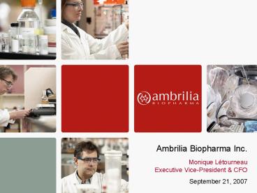 Ambrilia Biopharma Inc'