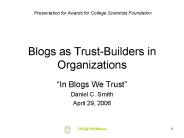 Blogs as Trust-Builders in Organizations