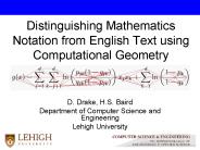 Distinguishing Mathematics Notation from English Text using Computational Geometry