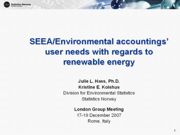 SEEA/Environmental accountings