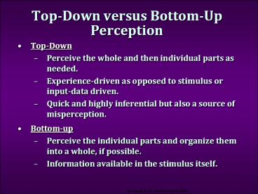 Top-Down versus Bottom-Up Perception