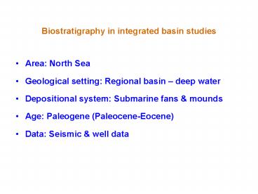 Biostratigraphy in integrated basin studies