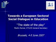 Towards a European Sectoral Social Dialogue in Education