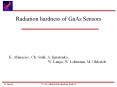 Radiation hardness of GaAs Sensors PowerPoint PPT Presentation