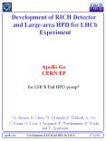 Development of RICH Detector and Large-area HPD for LHCb Experiment PowerPoint PPT Presentation