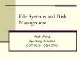 File Systems and Disk Management PowerPoint PPT Presentation