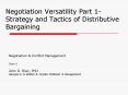 Negotiation Versatility Part 1 Strategy and Tactics of Distributive Bargaining PowerPoint PPT Presentation