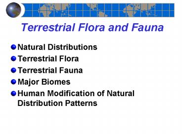 Terrestrial Flora and Fauna