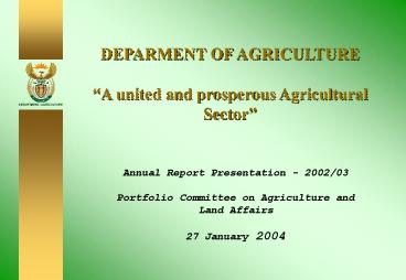 DEPARMENT OF AGRICULTURE 