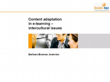Content adaptation in elearning intercultural issues