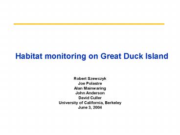Habitat monitoring on Great Duck Island